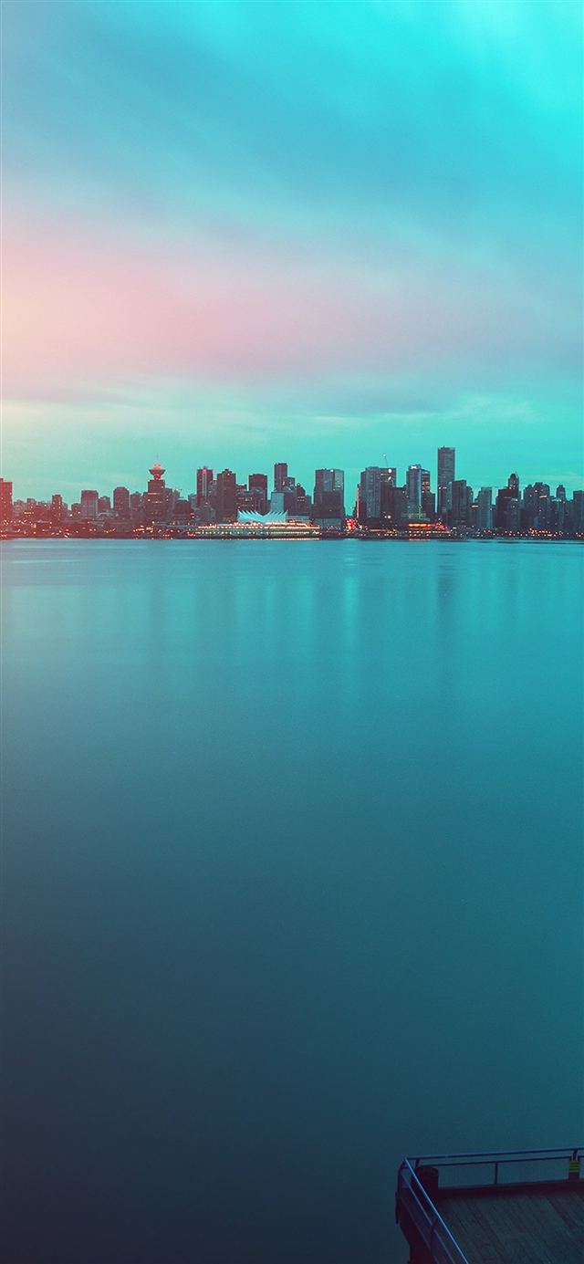 Lake city green flare afternoon iPhone X wallpaper 