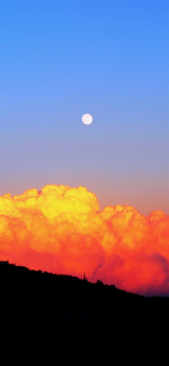 Sunset mountain sky iPhone X wallpaper 