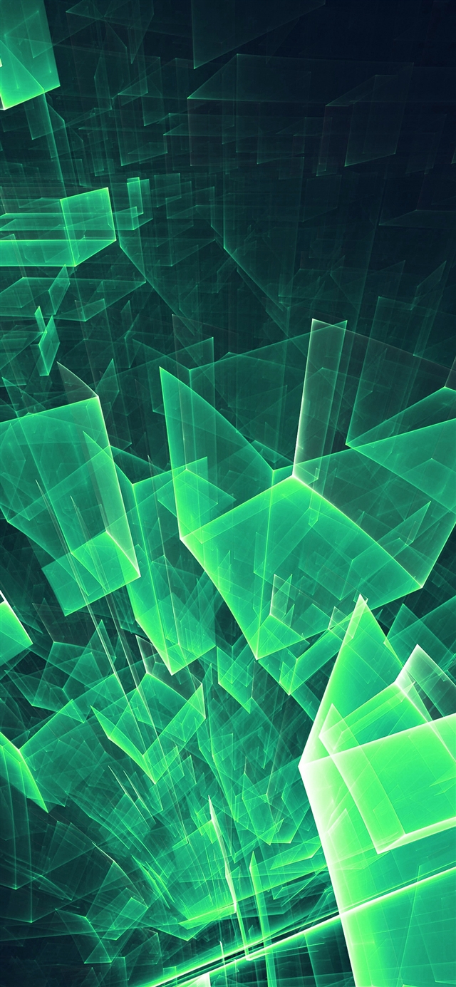 Abstract blue green cube pattern iPhone X wallpaper 