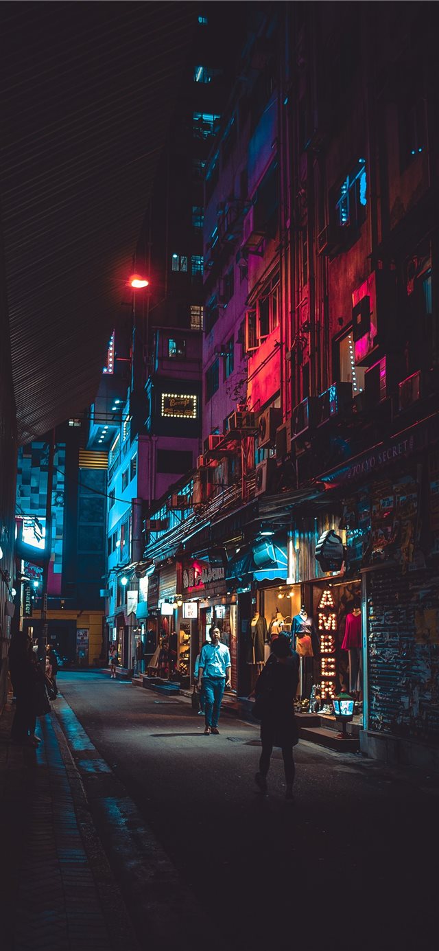 Night in Hong Kong iPhone X wallpaper 