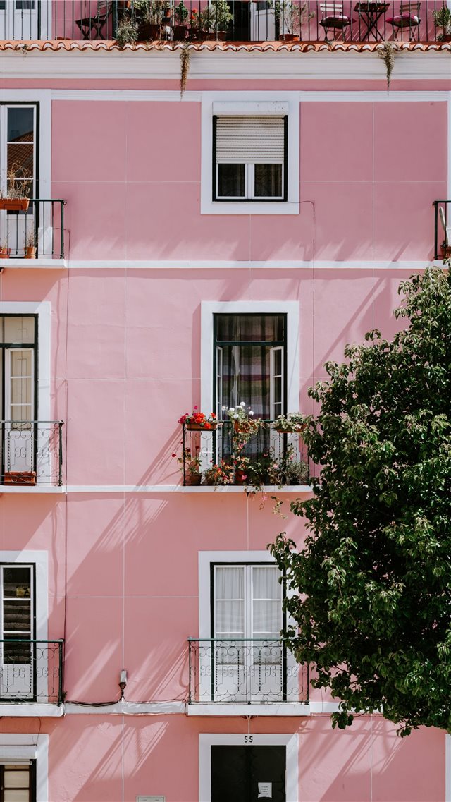 Pink balcony iPhone 8 wallpaper 