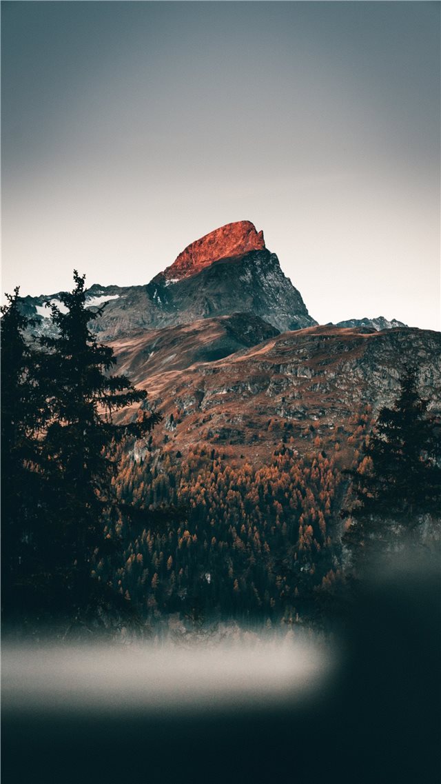 cold mornings in the mountains iPhone 8 wallpaper 
