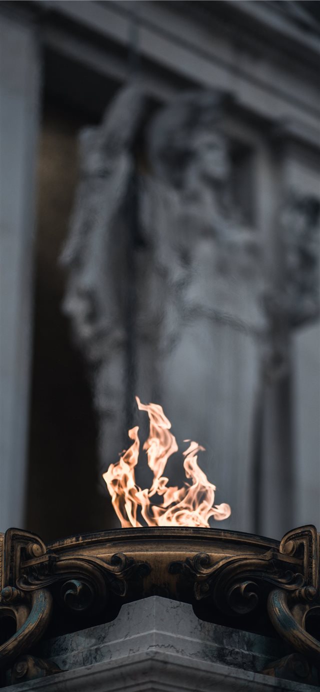 A fire close to the Altare della Patria  iPhone X wallpaper 
