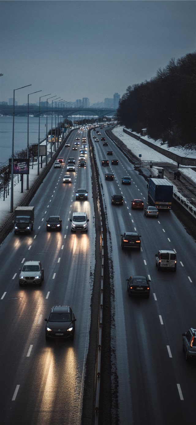 A highway along the Dnipro river  iPhone X wallpaper 