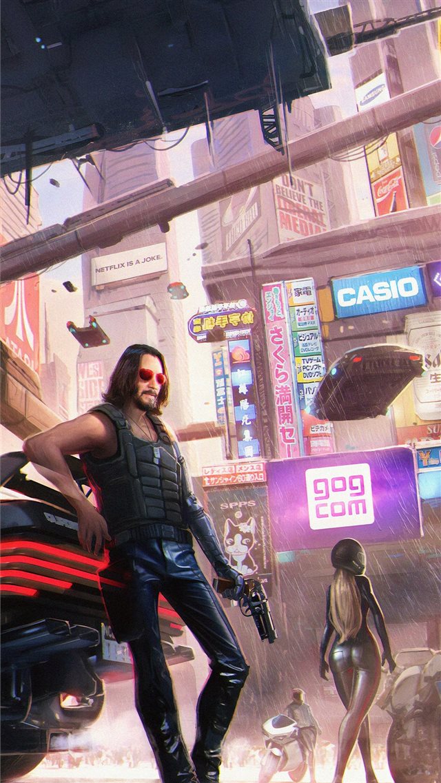 keanu reeves in cyberpunk 2077 4k iPhone 8 wallpaper 