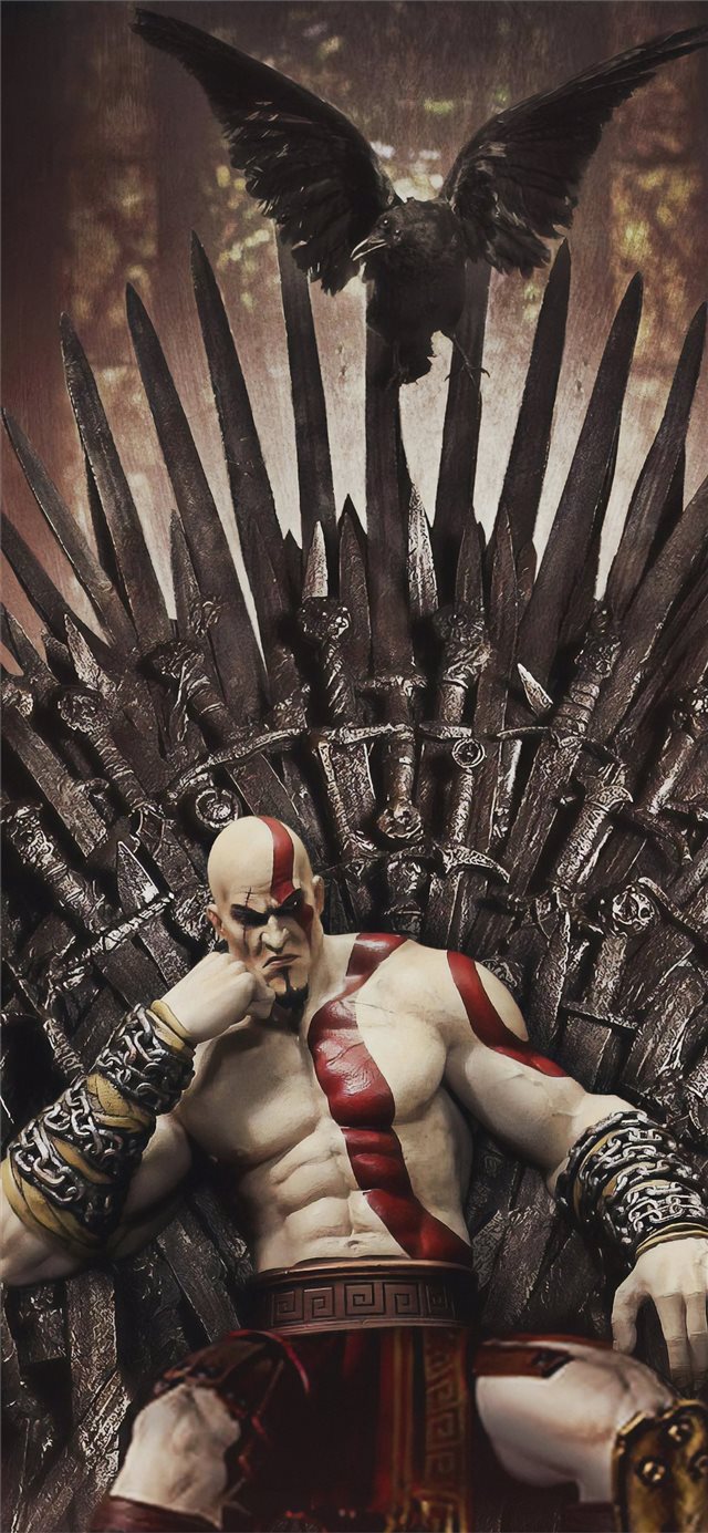 kratos on thrones iPhone X wallpaper 