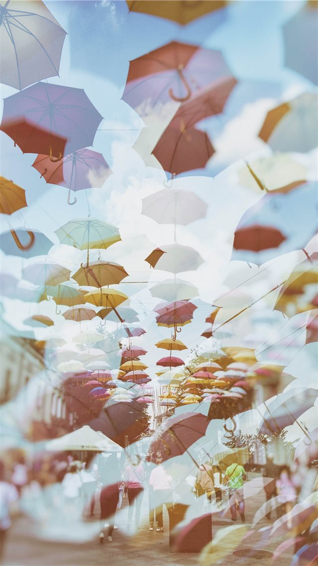 umbrella  rain  city  street iPhone 8 wallpaper 