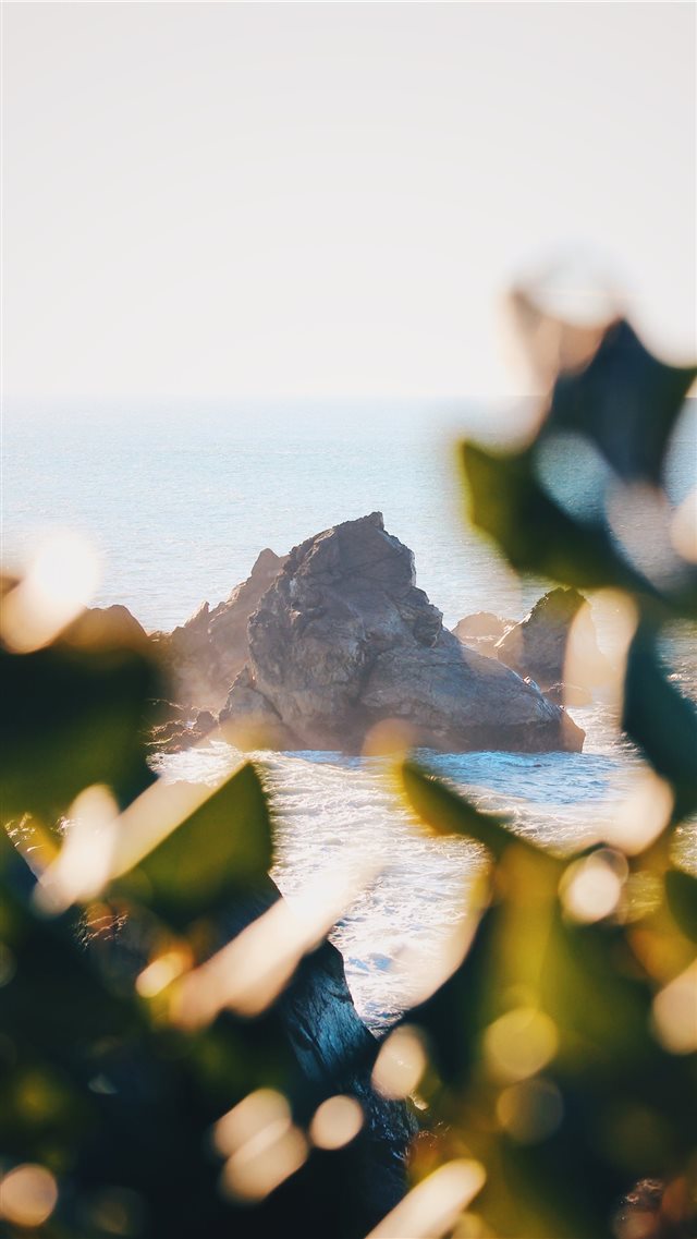 brown rocks on beach iPhone 8 wallpaper 
