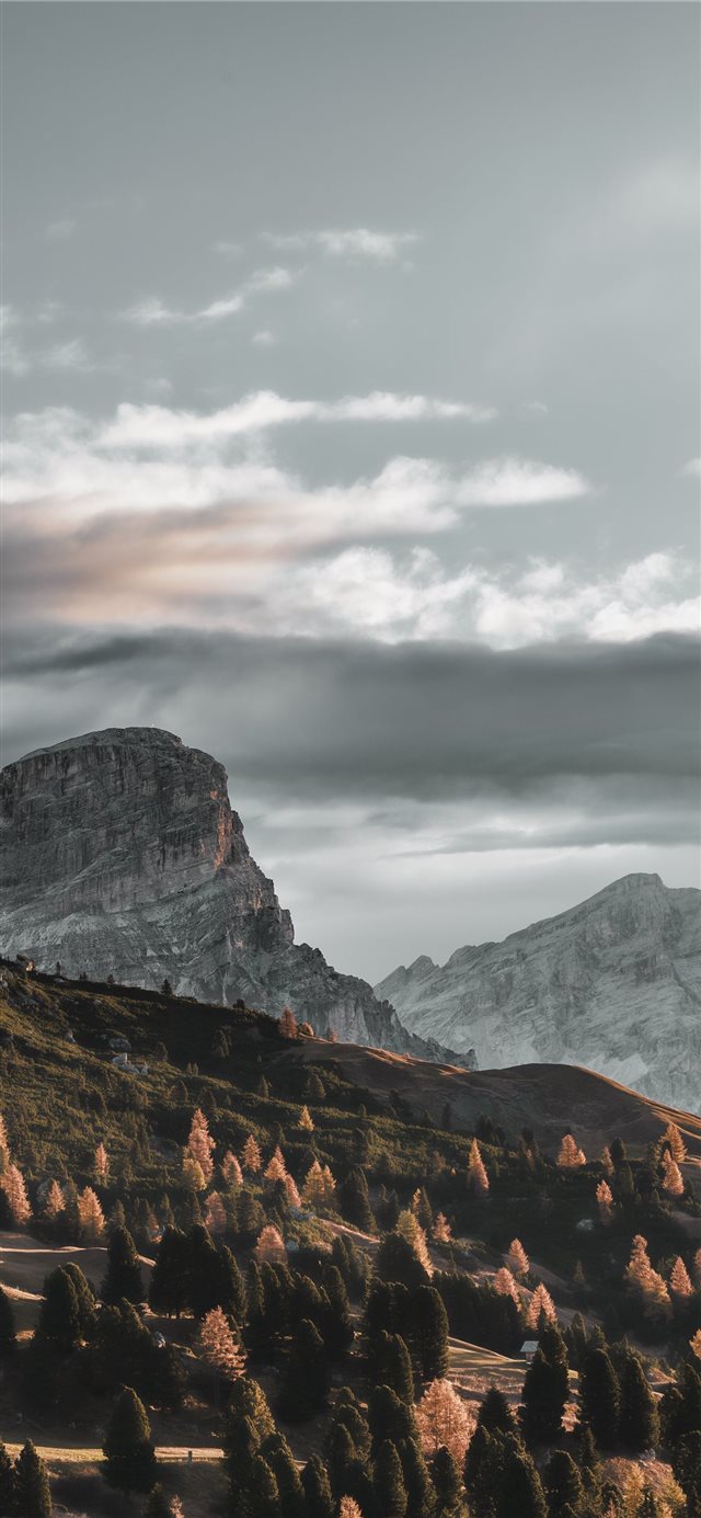 landscape photography of gray and green mountain iPhone X wallpaper 