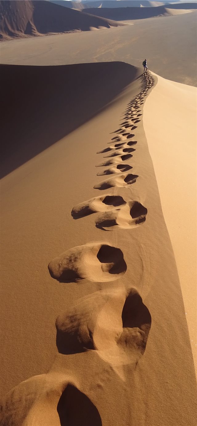 footsteps on desert iPhone X wallpaper 