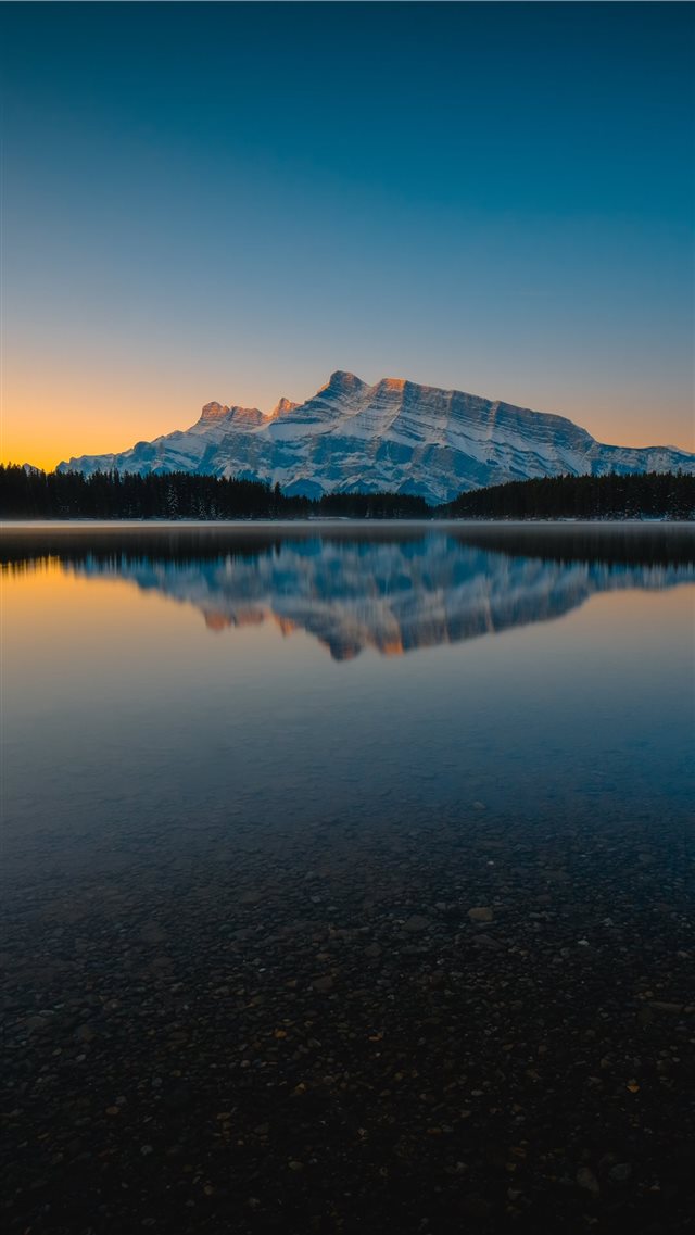 silhouette of mountain and lake iPhone 8 wallpaper 