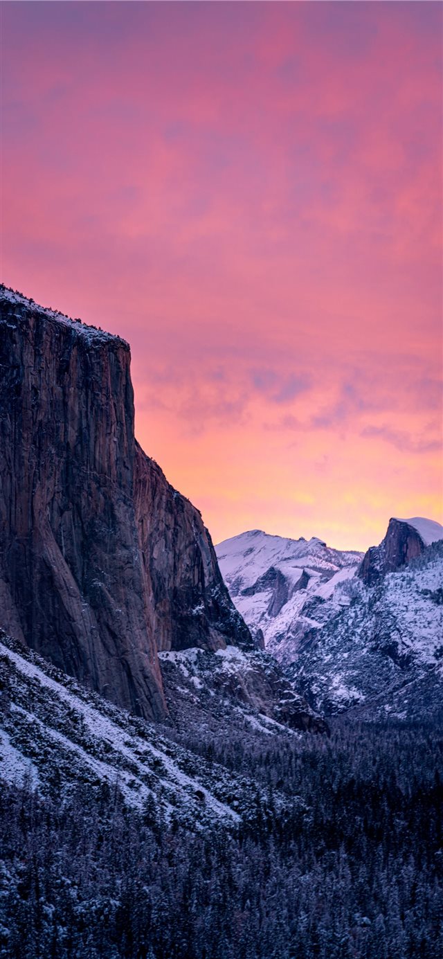 Winter Sunrise in Yosemite iPhone X wallpaper 