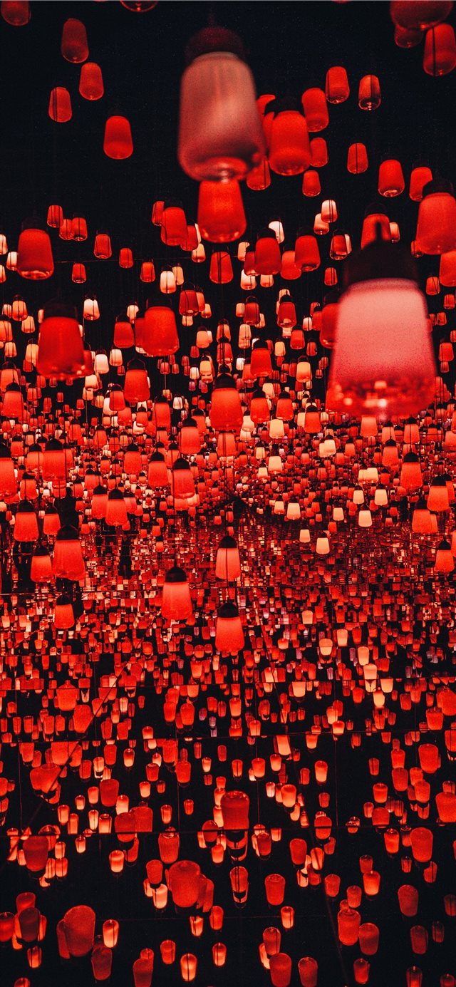 hundreds of Chinese lanterns at the teamLab Border... iPhone X wallpaper 