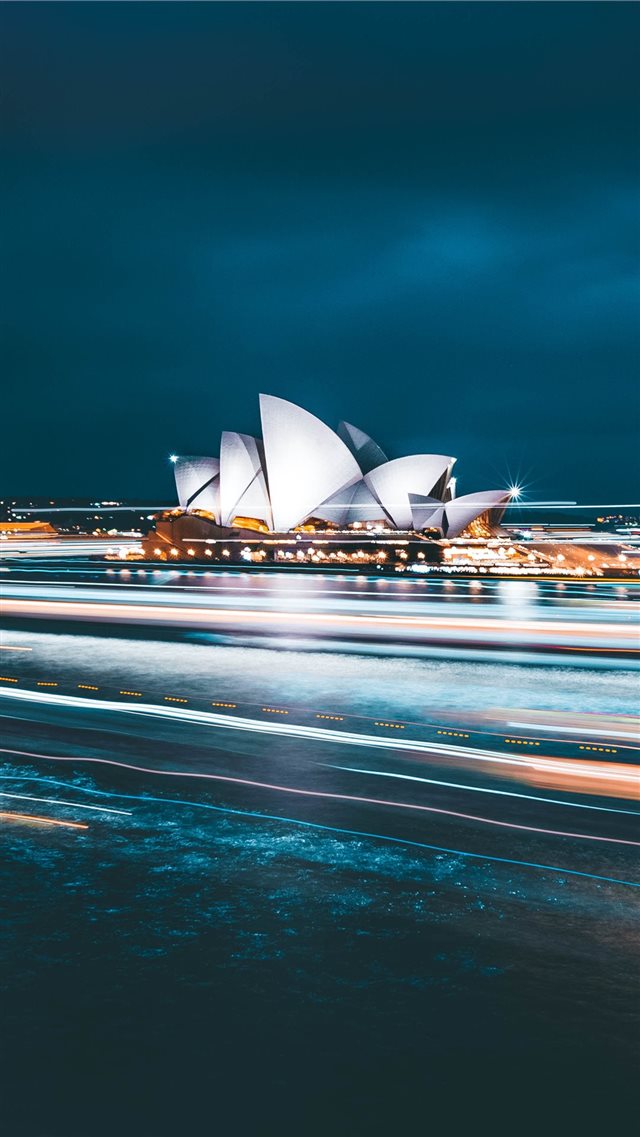 Sydney Opera House during nighttime iPhone SE wallpaper 