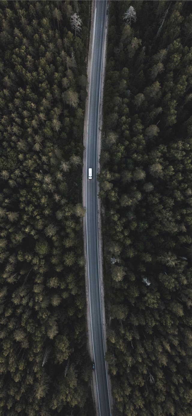 aerial photography of white vehicle on street iPhone X wallpaper 