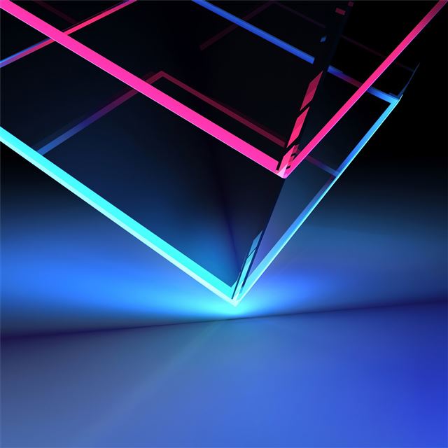 neon cube abstract shapes 4k iPad Pro wallpaper 