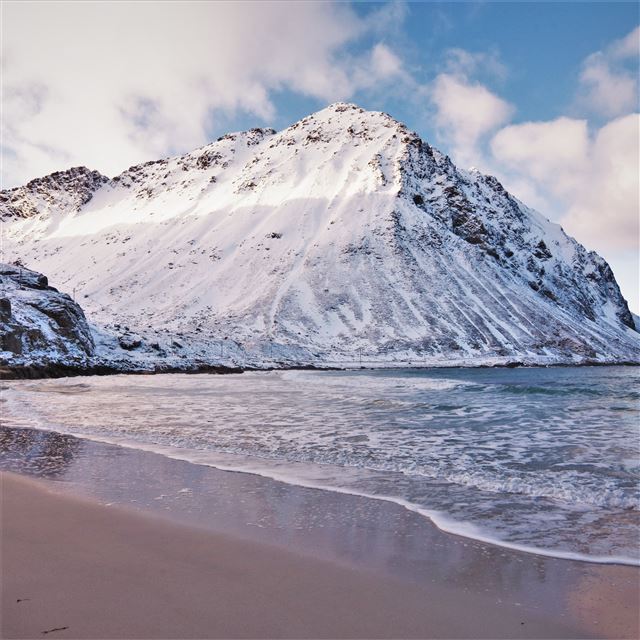 beach winter calm 5k iPad wallpaper 