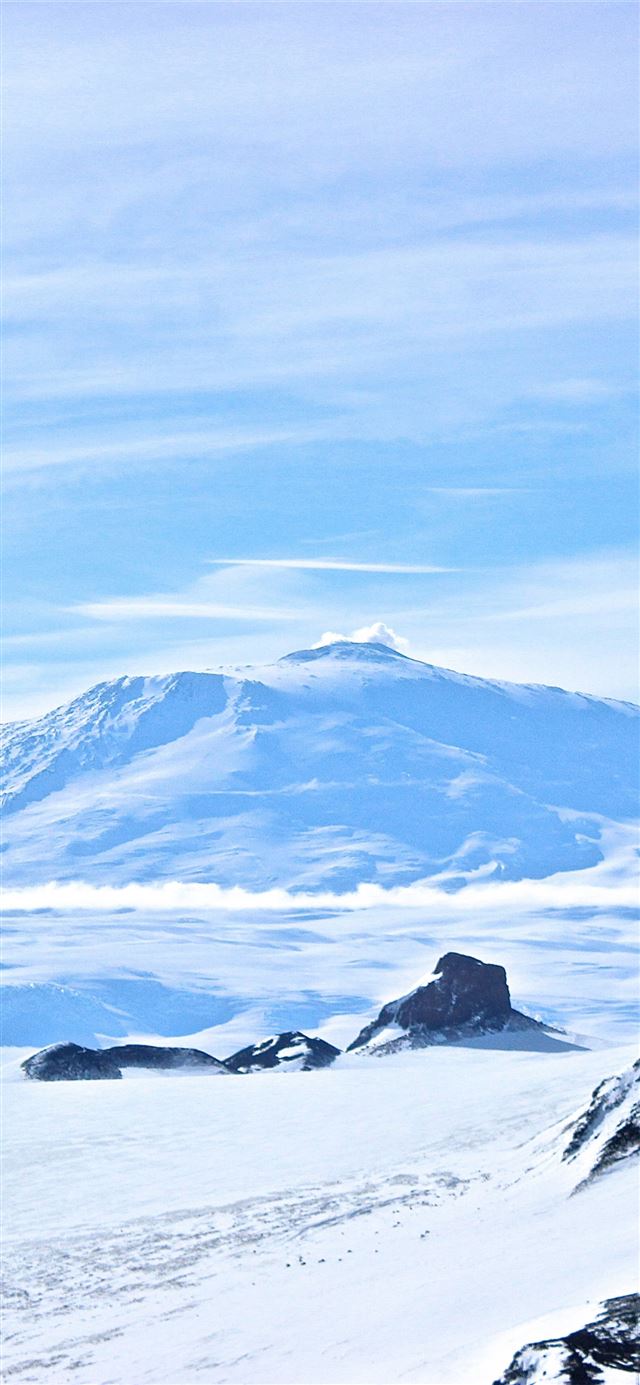 Erebus Antarctica volcano snow winter 5k Nature iPhone X wallpaper 