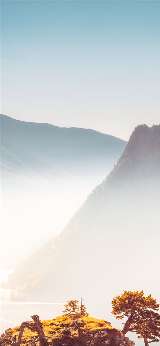 foggy mountains iPhone X wallpaper 