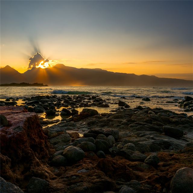 coast landscape sunset 4k iPad Air wallpaper 