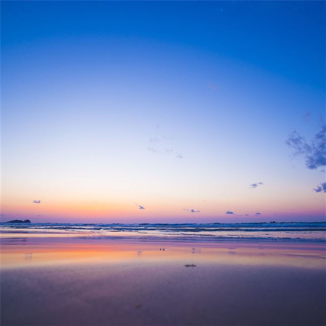 sea coast sunset horizon waves iPad wallpaper 