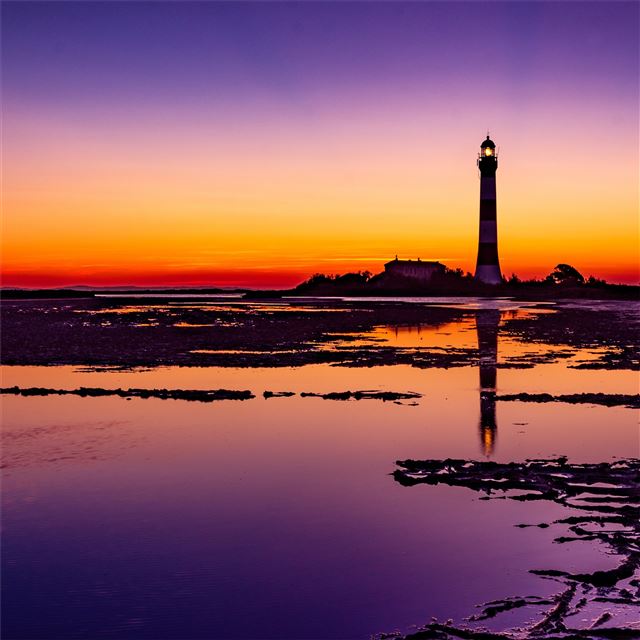 lighthouse colorful sunrise 4k iPad wallpaper 