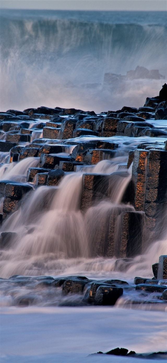 rocks waterfall iPhone X wallpaper 