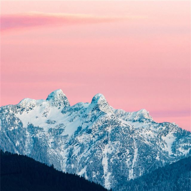 snowy mountains at sunrise canada 5k iPad wallpaper 