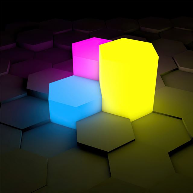 neon glowing cubes 4k iPad Air wallpaper 
