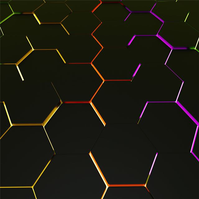 glowing hexagon 5k iPad Pro wallpaper 