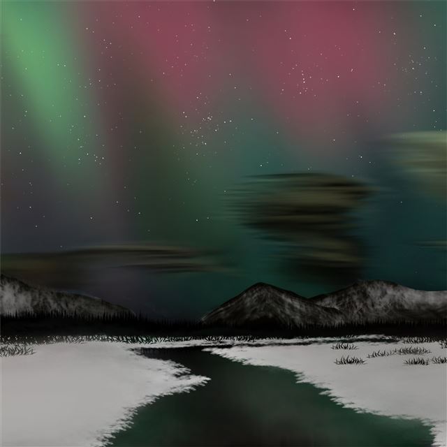 aurora borealis northern lights winter 4k iPad Air wallpaper 