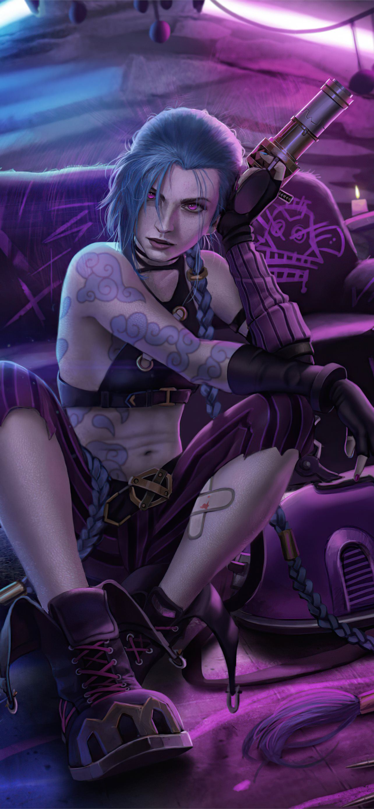 Jinx League of Legends Purple Eye 4K Ultra HD Mobile Wallpaper