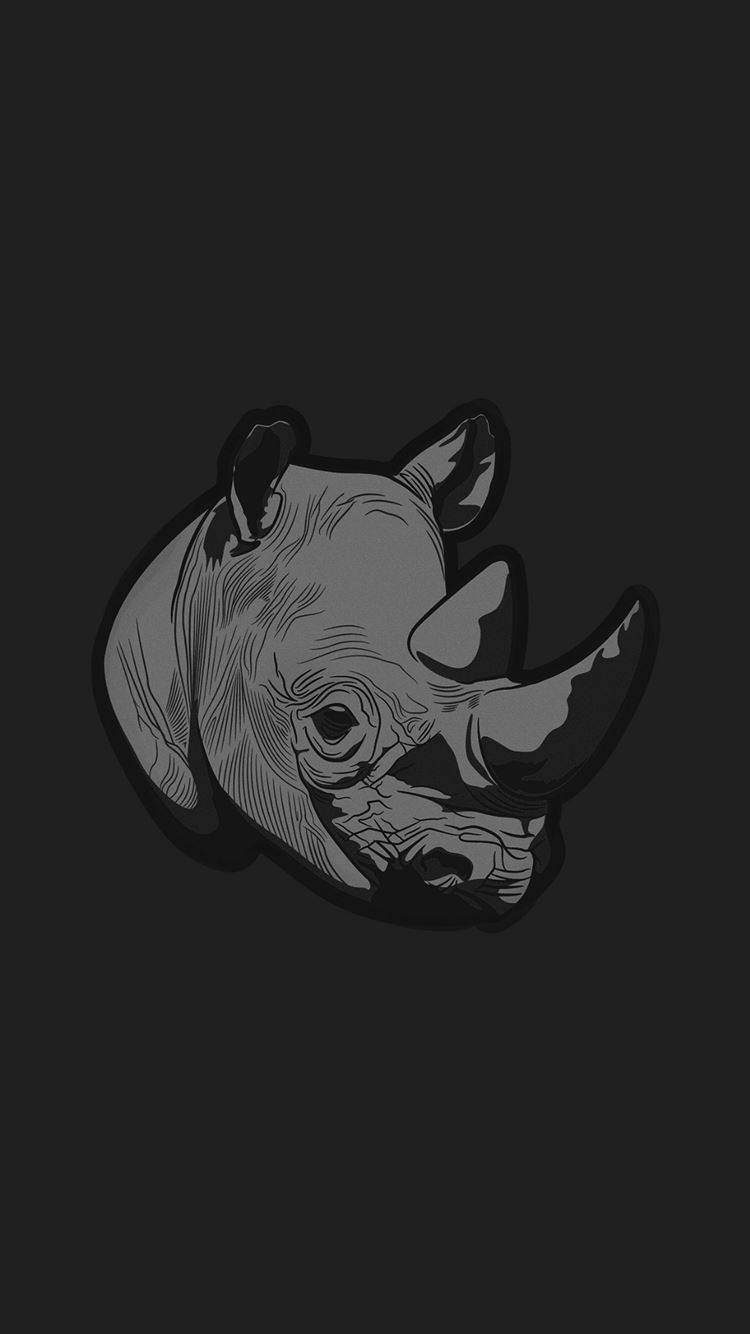 Thoughtful Rhino Dark Minimal Illust Art Iphone 8 Wallpaper Download