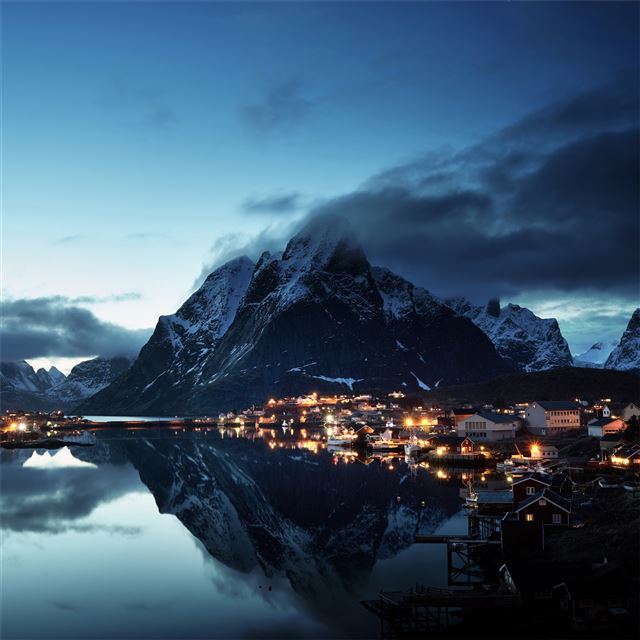 2048x2048 norway lofoten mountains evening coast 5k - 5k iPad Air Wallpaper