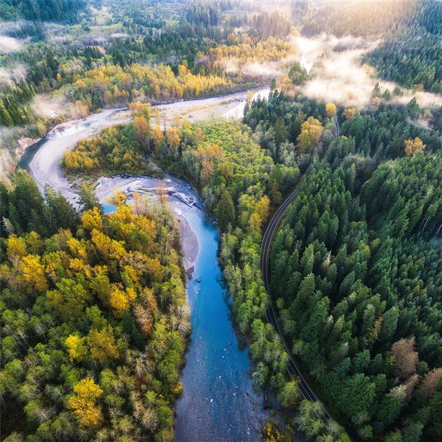2048x2048 mountain loop aerial view 4k - aerial iPad Air Wallpaper