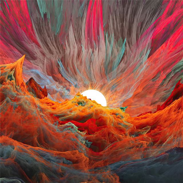 2048x2048 sunset behind wave - artist iPad Air Wallpaper