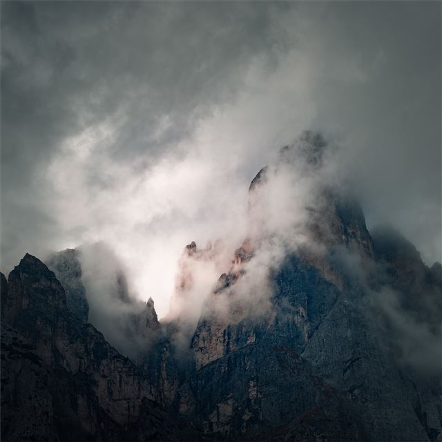 2048x2048 mountains fog winter morning - winter iPad Air Wallpaper