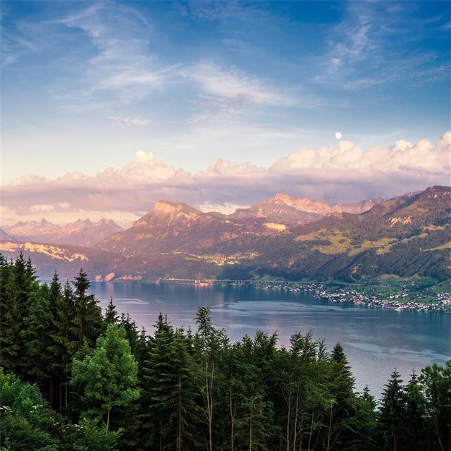 2048x2048 lake zurich 4k - nature iPad Air Wallpaper