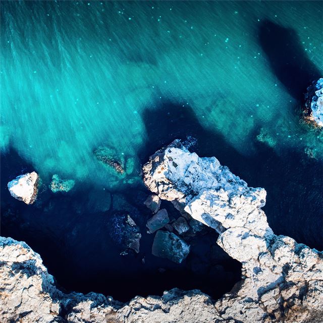 2048x2048 aerial drone island beach view 5k - island iPad Air Wallpaper