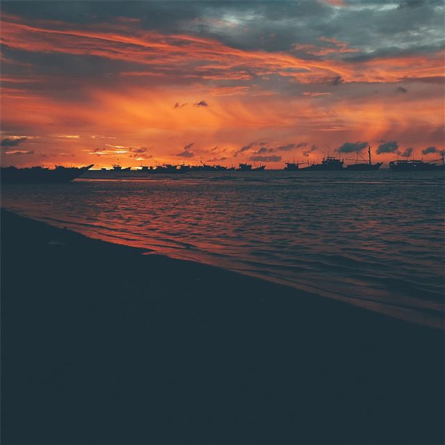 2048x2048 beach photo during golden hour 5k - sunset iPad Air Wallpaper