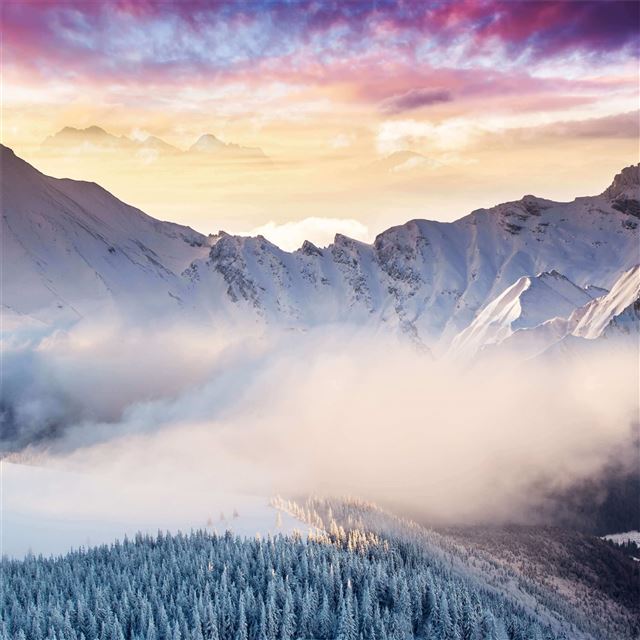 2048x2048 winter mountain snow 4k - winter iPad Air Wallpaper