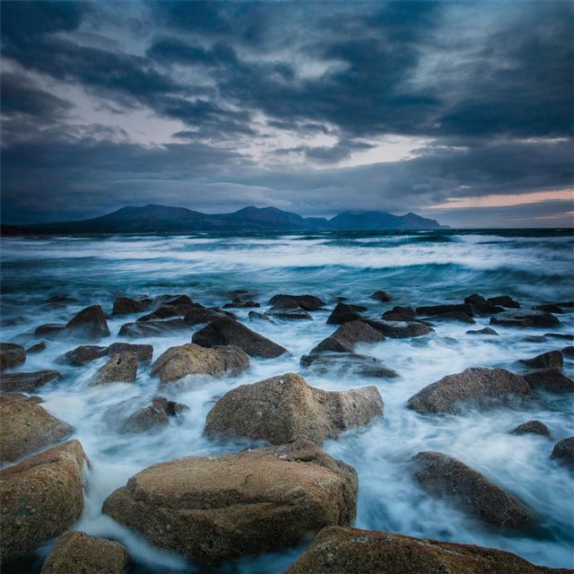 2048x2048 storm sea rocks long exposure - rocks iPad Air Wallpaper