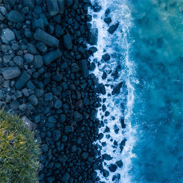 2048x2048 rocks and sea 4k - rocks iPad Air Wallpaper