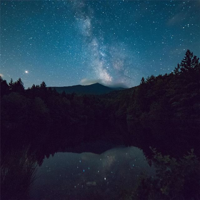 2048x2048 starry night sky reflection 5k - reflection iPad Air Wallpaper