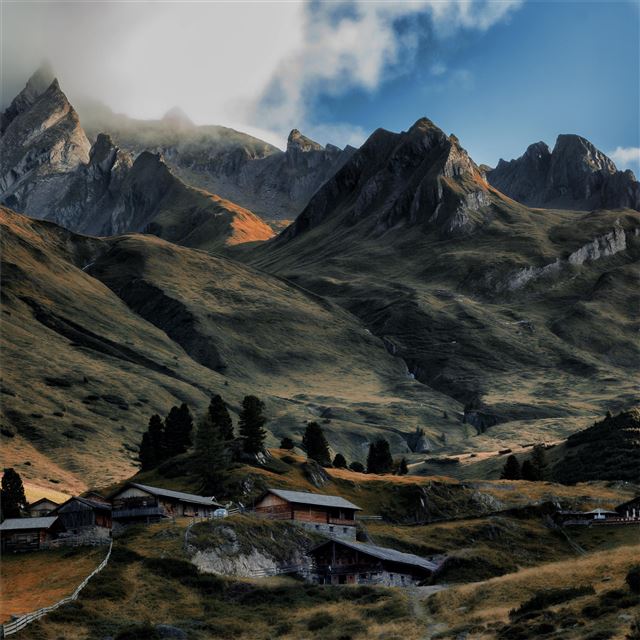 2048x2048 4k landscape mountains countryside 5k - landscape iPad Air Wallpaper
