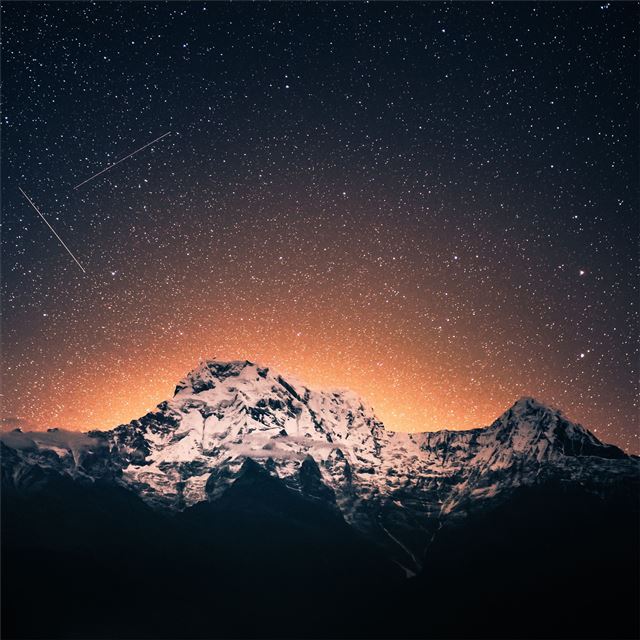 2048x2048 shooting stars over annapurna mountains 4k - sky iPad Air Wallpaper