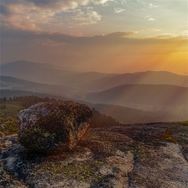 2048x2048 rock landscape mountain sunset sky 5k - landscape iPad Air Wallpaper