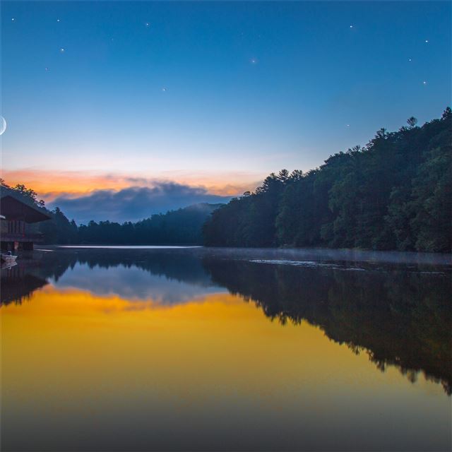 2048x2048 moon lake forest sky full moon 5k - moon iPad Air Wallpaper