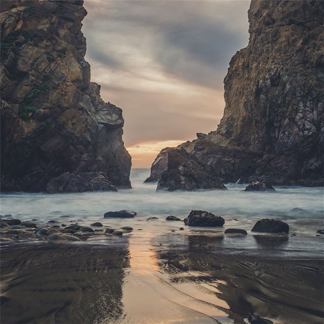 2048x2048 pleiffer beach waves dusk 4k - waves iPad Air Wallpaper
