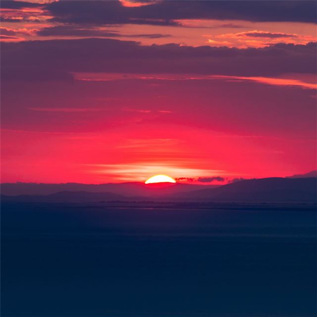 2048x2048 orange sun hills sunset 5k - sunset iPad Air Wallpaper